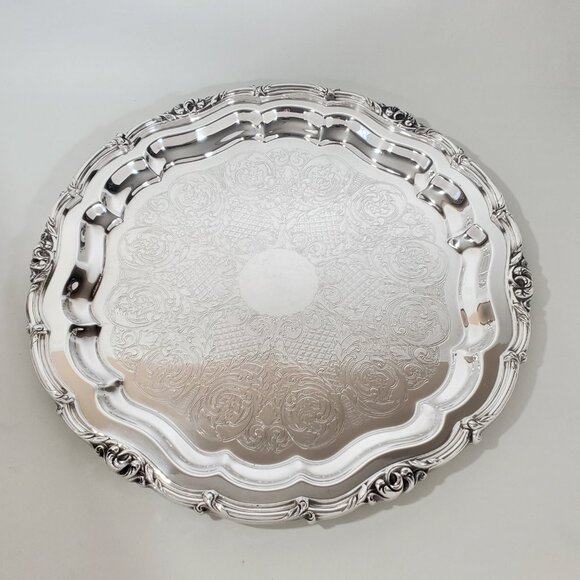 Vintage Community Plate- Silver-Plated Serving Tray – Sheffield Design - Picture 3 of 9